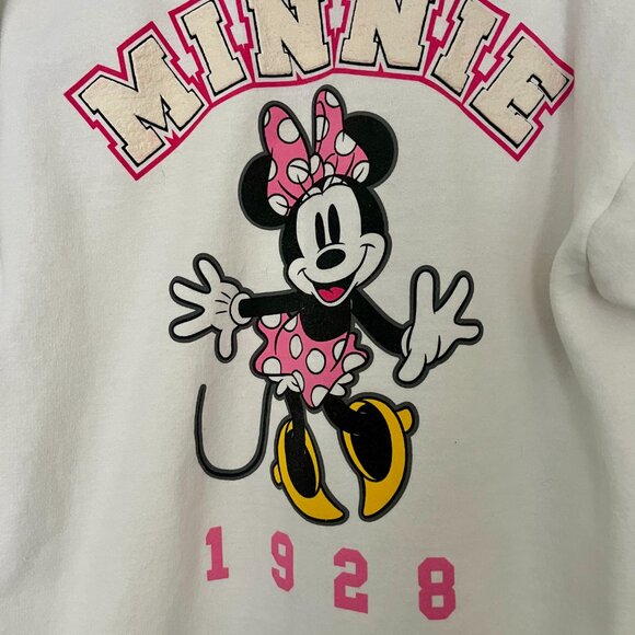 Disney Parks Minnie Mouse Varsity White Zip Hoodie - Picture 6 of 6